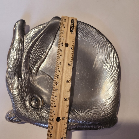 Vintage 1988 Arthur Court Rabbit Aluminum Trinket Serveware Candy Dish - Picture 9 of 9
